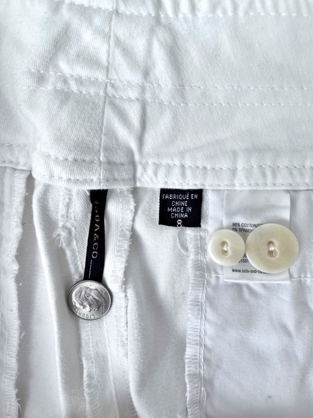 Isda & Co White Cotton Spandex Pants Sz 8 - Picture 4 of 5